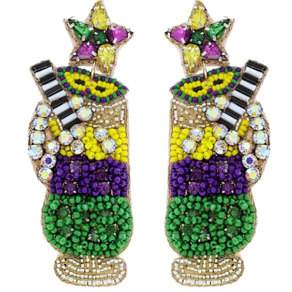 Mardi Gras Cocktail Bead Earrings |